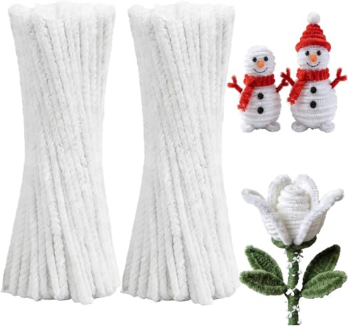 300 Pack White Pipe Cleaners,Flexible Cleaning Sticks For Small Pipes, DIY Craft Supplies Party Decor