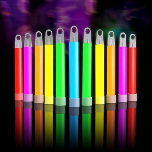 Glow Fever Bâtons lumineux multicolores de 10,2 cm (4) - 100 pièces Bâtons lumineux Accessoires de fête fluorescents pour Festival, Halloween et Mariage - Lumières pour soirée