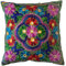 Housses de Coussin Décoratif Brodé Mandala Floral Ethnique Boho Couvre-Lit Taie d'oreiller, Housse Bohème Colorée Lumineux pour Canapé Canapé, Accent Fait Main Chambre Salon, 16x16 Pouces (40x40 cm)