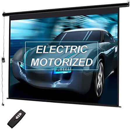 INMOZATA 4:3 HD Projector Screen 100inch Electric Projector Screen with Remote Control Foldable Motorised Projection Screen for Home School Theater Cinema Indoor Outdoor (100inch)