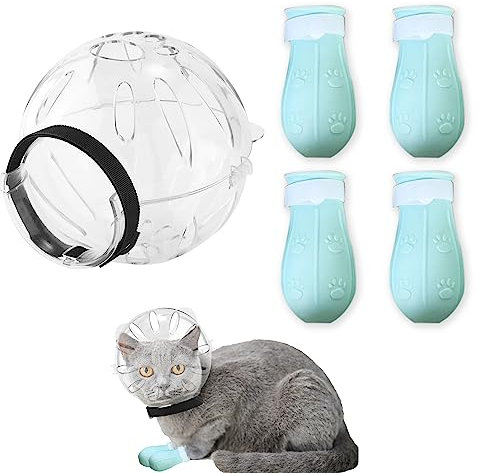 Atmungsaktiver Blasenhelm für Katzen mit Pfotenabdeckungen, Aulkorb für Katzen zur Fellpflege Maske für Die Fellpflege von Katzen für Kätzchen zum Baden Rasieren und Krallenschneiden von Katzen