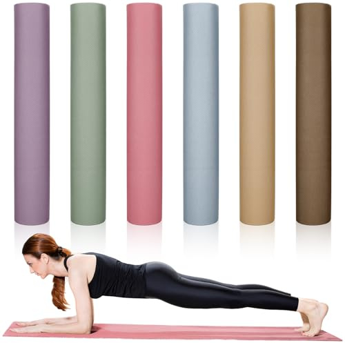Timgle 6 Pack Yoga Mats Bulk 68 x 24 Inches Non Slip Exercise Yoga Mat 4 mm Thick Anti Slip Tear Resistant Sports Gym for Fitness Stretching Home Workout and Studio(Colorful,68 X 24 X 4mm)