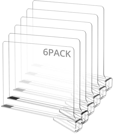 QWORK® Acryl Regalteiler für Kleiderschrank, 6Stücke, Schrank, Küche, Büro, Speisekammer Organizer