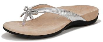 Vionic Womens Bella Flip-Flop Sandal Wide Fit UK 3, Aluminum Faux Patent Leather