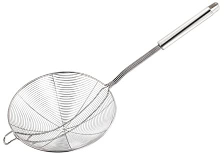 HEMOTON Siebkelle Aus Edelstahl Mit Griff Drahtgeflecht Servierschaumkelle Zum Abgießen Von Nudeln Pasta Heißen Flüssigkeiten Für Küche Hot Pot Spaghetti Gemüse Frittieren Spätzle Eintöpfe