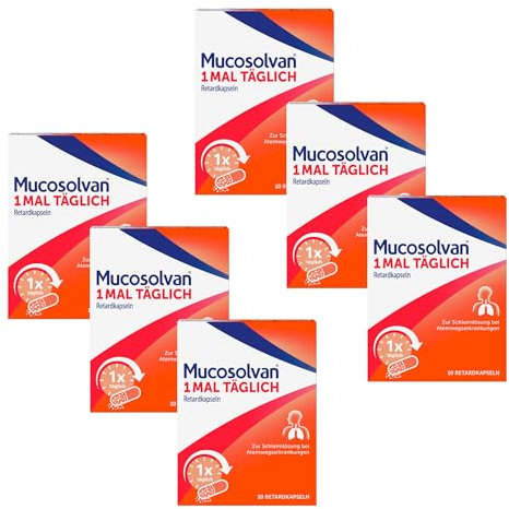 MUCOSOLVAN® 1mal täglich Retardkapseln, 6 x 10 Stück, 75mg Ambroxol, Hustenschleimlöser