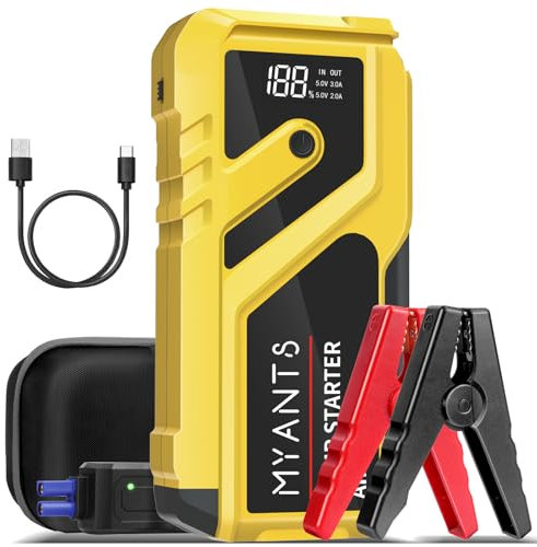 Starthilfe Powerbank,2000A Spitzenstrom Auto Starthilfe für 12V Fahrzeuge (Bis zu 7L Benzin/5L Diesel), Auto Batterie Booster Starter Powerbank mit USB-Schnellladung 3.0, LED Taschenlampe