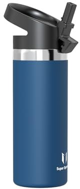 Super Sparrow Water Bottle Insulated - 500ml - Wide Mouth Metal Bottle - Wide Mouth SwivelSip Flask - BPA Free, Leak Proof - Ergonomic Straw Water Bottles for Work, Gym, Travel, Sports