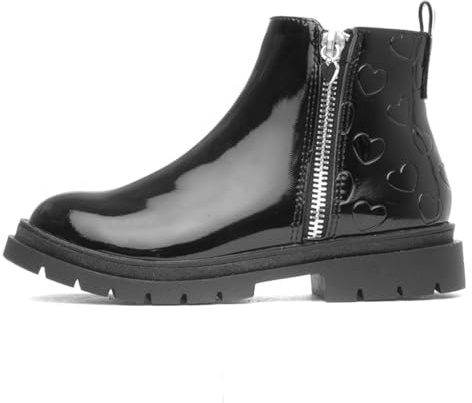 Walkright Carla Girls Black Patent Heart Boot - Size 4 UK - Black