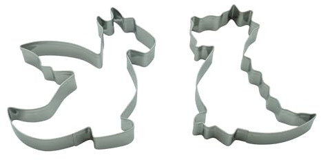 BekkiB - 2er-Set Ausstecher Drache - Spülmaschinengeeignete Drachen-Ausstechformen aus Edelstahl - Zum Backen von Plätzchen - 8259