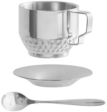 Set di tazze da caffè isolate a doppia parete per caffè, latte, tè, con cucchiaio e piattino per latte macchiato, tè espresso