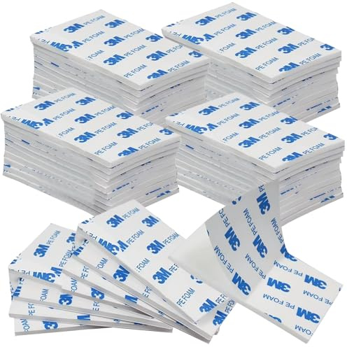 QILUCKY 50pcs Double Sided Sticky Tape 3mm Thickness, Heavy Duty Strong Mounting Adhesive Foam Pads, Waterproof Rectangle, White, 50x30mm