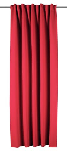 Sehlbach Tenda pronta per l'uso con fettuccia, Dimout uni, Rosso, 135 x 245 cm, A risparmio energetico in inverno, Termoresistente in estate, Facili da applicare, Coprenti, Drappeggio perfetto
