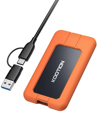 KOOTION SSD Portátil 512 GB USB-C hasta 2000 MB/s SSD Externo USB 3.2 Unidad de Estado Sólido Portátil USB 3.2 Gen 2x2 con Funda Protectora Unidad de Estado Sólido Externa Type-C para PC/Mac