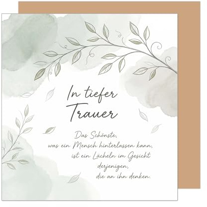 Edition Seidel Tarjeta de condolencia cuadrada premium con sobre, tarjeta de condolencia, tarjeta plegable con texto en alemán In tiefer Trauer Mitgefühl Gedenken Trost Hoffnung Liebe Zuversicht
