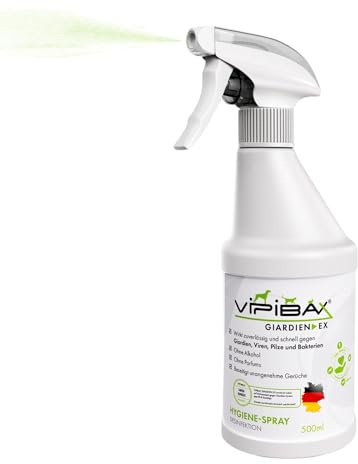 ViPiBaX Giardien EX Hygiene-Spray für Hund, Katze & Co - Geruchsentferner - Hygiene-Spray - Effektive Desinfektion gegen Giardien, Viren, Pilze & Bakterien - 500ml