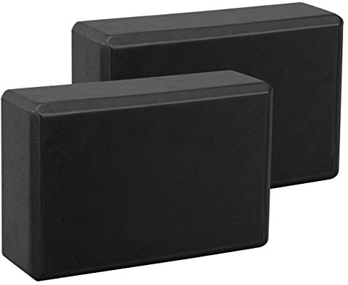 EXERZ Yoga Blocks 2pcs Gym Bricks -Comfortable Fitness Yoga Bricks, Anti-Slip, Lightweight and Travel Friendly Pilates Practice (Black)
