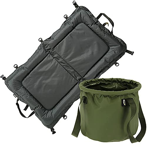 DNA Leisure NGT Coarse Carp Fishing Beanie Unhooking Mat + Water Bucket Collapsible Waterproof with Handles 7L PVC