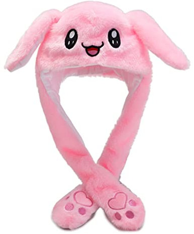TheStriven Hasenohren Hut Plüsch Lustige Plüsch Häschen Hut Moving Kaninchen Hut Hasenhut mit beweglichen Ohren Beweglicher Ohr-Kaninchen-Hut für Geburtstagsgeschenk Plüschtier Geschenk (Rosa)