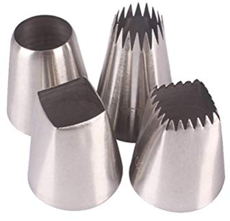 TYCIONG 4 Large Tips Set - Stainless Steel Icing Nozzles Set, Cake Decorating Tools for Bakers, Cupcakes, Roses Cakes, Cake Decorating, Cake Syringe, Garnish Syringe