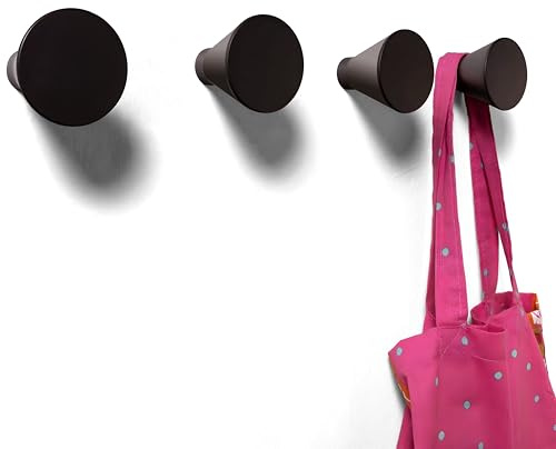 nidoshu Appendiabiti da Parete Singoli neri - Attaccapanni da Muro per Ingresso Moderno Bagno o Cucine - Appendini Originali - Ganci Appendi Abiti con viti a scomparsa (Set da 4 appendini, nero)
