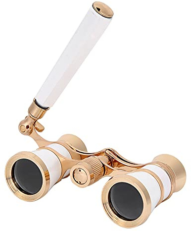 3X25 Opera Glasses Binoculars, Portable Theater Glasses Telescope, Mini Compact Binocular Lightweight with Handle for Adults Kids Women in Musical Concert(white)
