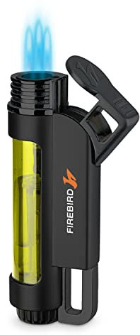 Firebird Illume Triple Jet Lighter - Windproof Torch Lighter - Butane Gas Refillable (for Safety Not Included) - Large Flame Adjuster Wheel - Large Fuel Tank - Easy Read Fuel Window