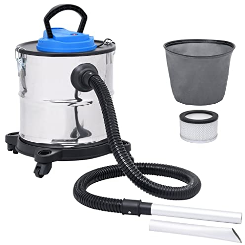 SKM Aspirador de cenizas con filtro HEPA 1200 W 20 L de acero inoxidable (5,02) kg