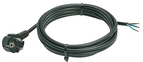 as - Schwabe 70839 Câble de raccordement H05VV-F 3G1,5 de 2 m - Fiche coudée de protection avec câble - Câble de raccordement 30 mm gainé avec embouts - Câble d'alimentation 230 V 10 A - IP20 - Noir