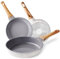 RIOVARM In ceramica antiaderente Induzione Set di padelle 20cm 24cm 28cm con manici in bachelite a grana di legno Sano Set di pentole senza PFOS, PFOA, PTFE Teglie per uova Padelle per omelette
