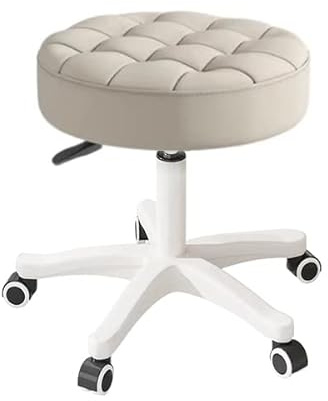 HDHNBA Small Chair Round Rolling Stool with Wheels PU Leather Height Adjustable Swivel Drafting Work SPA Salon Stools Home Office Chair