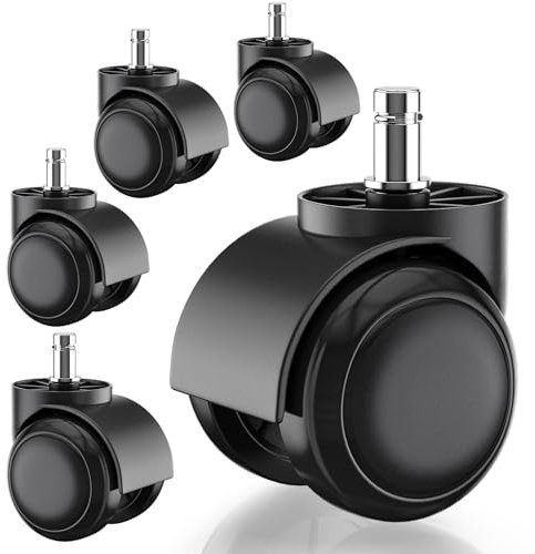 PChero Ruedas para silla de oficina solo para 1KEA, 5 ruedas para silla de oficina 10 mm x 22 mm ruedas para sillas de juegos, parqué, azulejos, suelos duros laminados, 250 kg