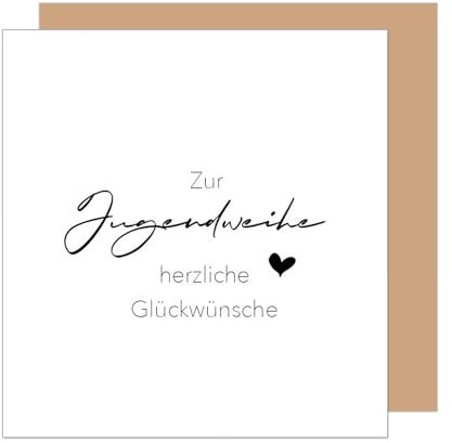 Edition Seidel Premium quadratische Glückwunschkarte zur Jugendweihe mit Umschlag. Jugendweihekarte Karte Grußkarte Junge Mädchen Jugendliche Herz (JWQ104 SW025)