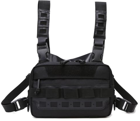 Sac de Poitrine Tactique, Sacoche Gilet Réglable MOLLE, Chest Rig Modulaire