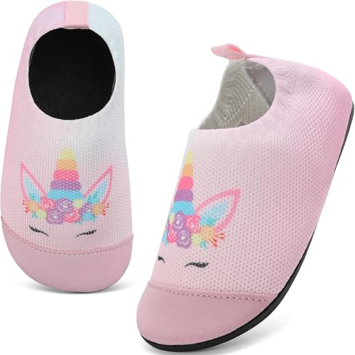 VOLHAL Pantoufles légères et antidérapantes pour enfants et filles, pieds nus, pour apprendre à marcher, à la maternelle, Rose dégradé 981, 28 EU