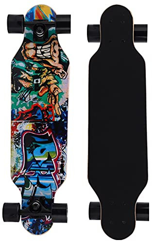 Longboard, Patinetas para el Patineta para Niños, 8 Capas de Noreste de Arce, Patrón de Transferencia de Calor, para Viajes, Cruceros, Taladuras y Descenso, para Principiantes