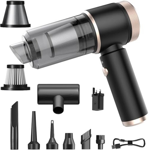 25000PA Powerful Cordless Handheld Vacuum Cleaner for Car & Home, 30 Mins Runtime, 400ML Dust Cup, Lightweight Rechargeable Portable Hoover for Pet Hair, Comes with 7 Accessories (With Charger Plug)