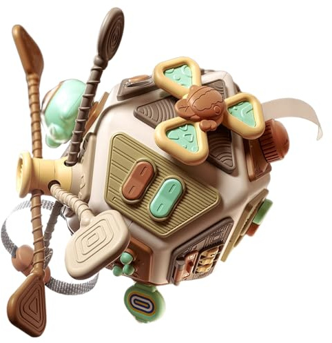 Cubo di abilità motorie - Giocattolo di attività occupato con più pannelli di manipolazione, stazione di esplorazione sensoriale di apprendimento di viaggio portatile | Gioco educativo coinvolgente