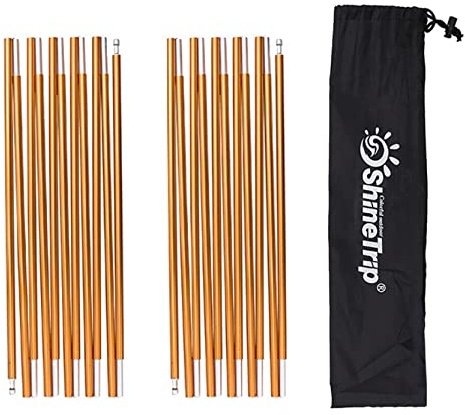 Azarxis tältstång, reparationssats, splint stödkit, ersättning, aluminiumstång, justerbar ersättning, polen tillbehör för camping, vandring, backpacking, tält (guld – 40 fot)