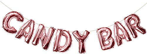Oblique Unique® Candybar Folien Luftballon Girlande Banner in Roségold für JGA Junggesellinnenabschied Hochzeit Geburtstag Party Feier Deko