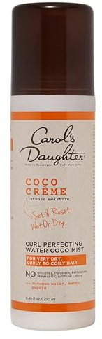 Carol's Daughter Coco Creme Curl Perfecting Water Coconut Mist, Silicone & Paraben Free Curl Refresher Spray for Curly to Coily Hair, 8.4 Fl Oz