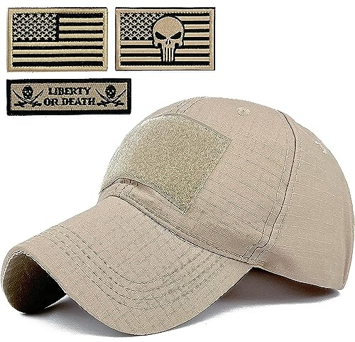 Masktide Cappelli da baseball mimetici da uomo con bandiera americana toppa tattica operatore patriottico cappello da palla OCP militare dell'esercito americano, Cachi-nero militare, Taglia unica