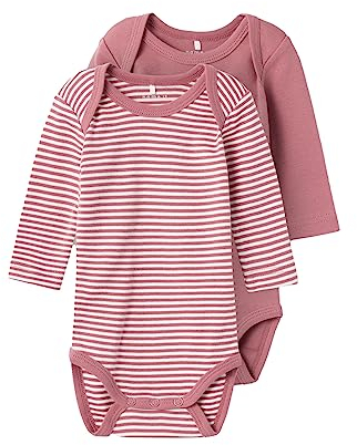 NAME IT Unisex Nbnbody 2p Ls Y/D Core Noos Body, Mesa Rose, 80 EU