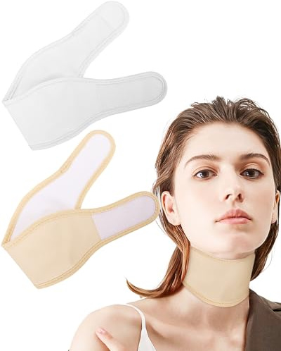 Uwbettry 2 Pack Castor Oil Thyroid Pads Reusable Thyroid Neck Pads Organic Cotton Flannelette Less Mess Comfort Fit