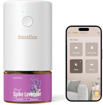 SenseFlow Difusor Aceites Esenciales Difusor de Aromas Smart Wi-Fi SF101S -Ultrasónico Sin Agua, 100 % Vegetal, Aromaterapia120 Días, para Hogar, Hotel y Estudio hasta 100 ㎡ - Lavanda Espigada
