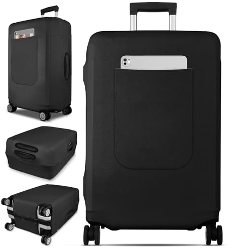Slohif Luggage Cover for Suitcase Tsa Approved Protector - Luggage Sleeve Suit Case Cover Travel Stretch Large Baggage Case Protective Washable Fit 24-27 Inch Black