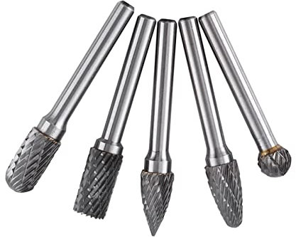 Kit de Fraises de Meulage en Acier au Tungstène, 5 Pièces, Fraises en Carbure pour la Fabrication de Moules, la et la Finition Artisanales, Tige de 6 Mm, Mèches de