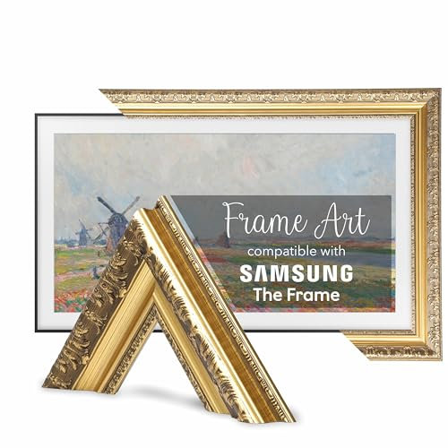 TV GUARD TV-Rahmen, TV-Rahmen kompatibel mit Samsung The Frame TV – Perfekte Passform, Keine Störungen, Art-Modus kompatibel (Rustikales Gold, 55 Zoll)