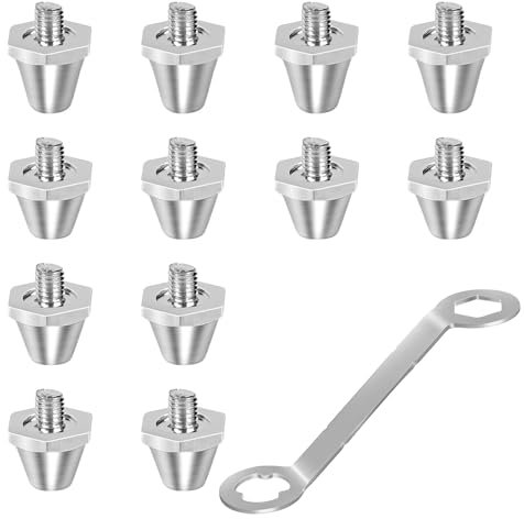 12 Stück Schraubstollen Fussball Ersatzstollen mit Stollenschlüssel Metall-Fußballschuh-Spikes Kompatibel mit Nike, 2 Größen,11mm, 13mm, mit Stollenschlüssel für Fußballschuhe
