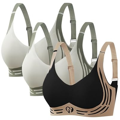 Reggiseni per Seno Cadente 3 Pezzi Reggiseno Anti-Sag Sollevante per Donne Anziane Reggiseni Push-Up Senza Ferretto Super Raccoglitori Comodi Copertura Completa Signore Reggiseno T-Shirt Senza